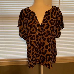 Women’s Leopard Print Short Sleeve Blouse